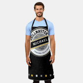 Papa Grill meester Apron op Black Schort (Gedragen)