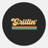 Papa Grillen BBQ Koken Chef Ronde Sticker (Voorkant)