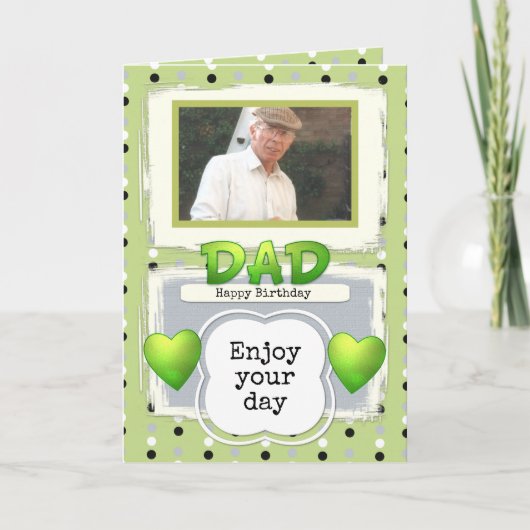 Papa groen en zwart foto verjaardag kaart (Voorkant)