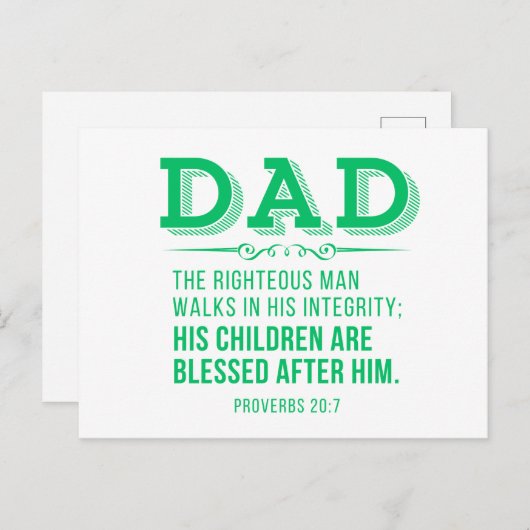 Papa - Groene Vaderdag Christelijke Bijbelvers Briefkaart (Voorkant / Achterkant)