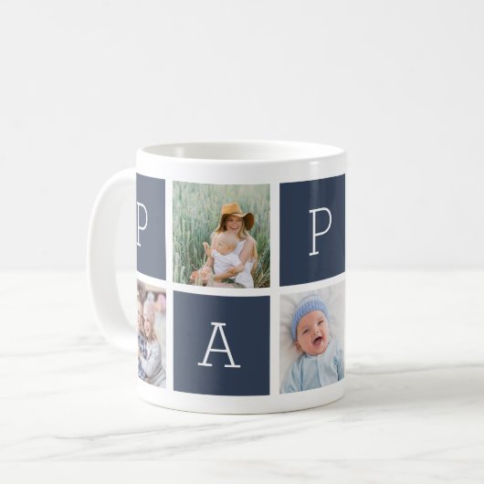 Papa | Grootvader 5 Foto Collage Koffiemok (Voorkant links)