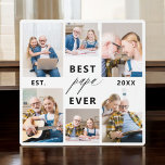 Papa Grootvader Kleinkinderen Fotocollage Fotoplaat<br><div class="desc">Vier de speciale band tussen Papa en zijn kleinkinderen met onze "Papa Grandfather Grandchildren Photo Collage" plaquette. Deze gepersonaliseerde plaquette toont prachtig een collectie van gekoesterde foto's en legt kostbare momenten en herinneringen vast die Papa en zijn geliefde kleinkinderen met elkaar delen. De hartverwarmende titel "Papa" die prominent wordt getoond,...</div>