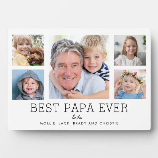 Papa Grootvader Kleinkinderen Fotocollage Fotoplaat (voorkant)