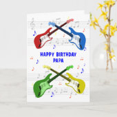 Papa Guitars Birthday Card Kaart (Gele Bloem)