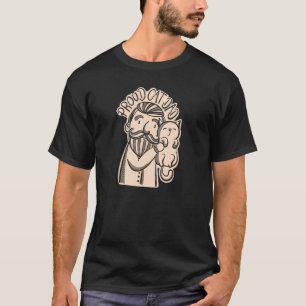 Papa Hand Draw Beardy Dad Hug Cute Cat T-shirt
