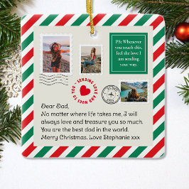 Papa Handgeschreven Brief Fotocollage Kerstmis Keramisch Ornament