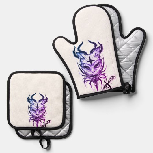 papa handgrepen voor keuken ovenwant & pannenlap set (Voorkant / Achterkant)