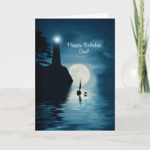 Papa Happy Birthday Lighthouse en Sailboat Ocean Kaart (Voorkant)