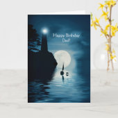 Papa Happy Birthday Lighthouse en Sailboat Ocean Kaart (Gele Bloem)