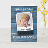 Papa Happy Birthday Photo Template RustiBlue Kaart (Gele Bloem)