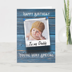 Papa Happy Birthday Photo Template RustiBlue Kaart