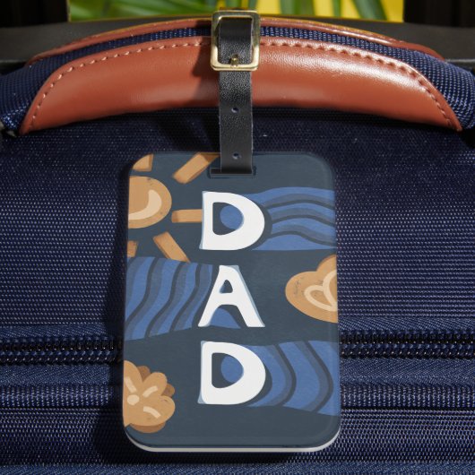 Papa - Happy Vaderdag Navy Blue Bagagelabel (Voorkant Insitu 2)