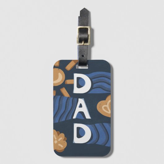 Papa - Happy Vaderdag Navy Blue Bagagelabel (Voorkant (verticaal))