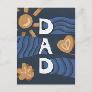 Papa - Happy Vaderdag Navy Blue Briefkaart