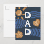Papa - Happy Vaderdag Navy Blue Briefkaart (Voorkant / Achterkant)