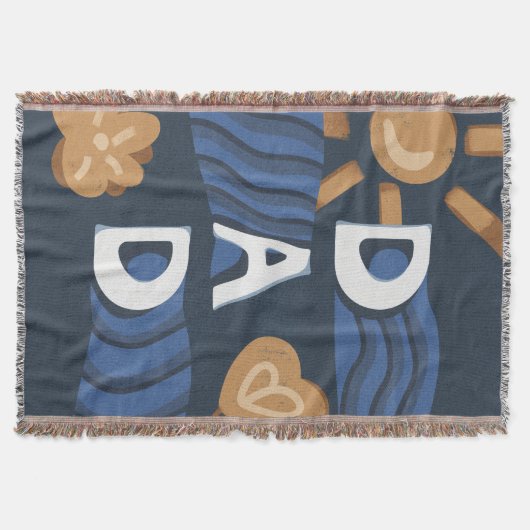 Papa - Happy Vaderdag Navy Blue Deken (Voorkant)