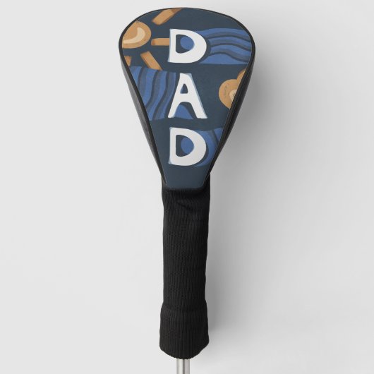 Papa - Happy Vaderdag Navy Blue Golfheadcover (Voorkant)