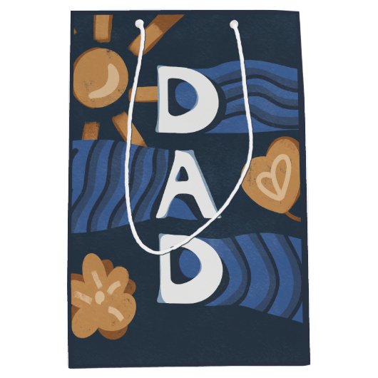Papa - Happy Vaderdag Navy Blue Medium Cadeauzakje (Voorkant)