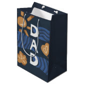Papa - Happy Vaderdag Navy Blue Medium Cadeauzakje (Voorkant Gekanteld)