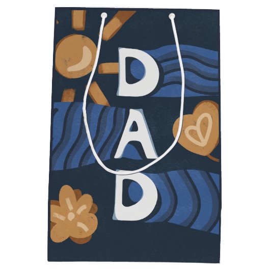 Papa - Happy Vaderdag Navy Blue Medium Cadeauzakje (Achterkant)