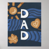 Papa - Happy Vaderdag Navy Blue Poster (Voorkant)
