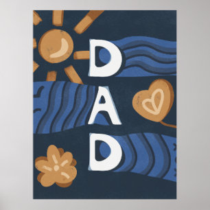 Papa - Happy Vaderdag Navy Blue Poster