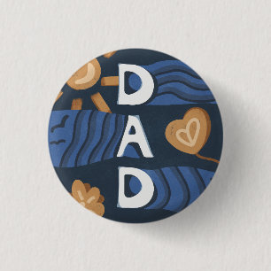 Papa - Happy Vaderdag Navy Blue Ronde Button 3,2 Cm