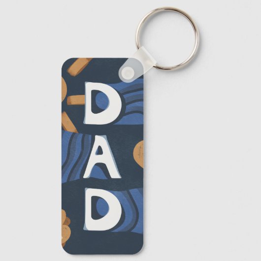 Papa - Happy Vaderdag Navy Blue Sleutelhanger (Achterkant)