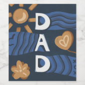 Papa - Happy Vaderdag Navy Blue Wijn Etiket (Enkel label)