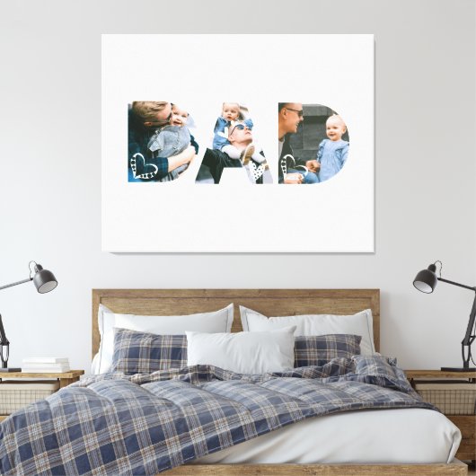 Papa Hart Collage Vaderdag Keepsake Foto Canvas Afdruk (Insitu (Slaapkamer))