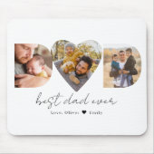 Papa Hart Fotocollage, Vaderdag Gift Muismat (Voorkant)