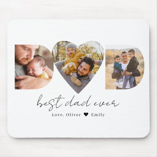 Papa Hart Fotocollage, Vaderdag Gift Muismat (Voorkant)
