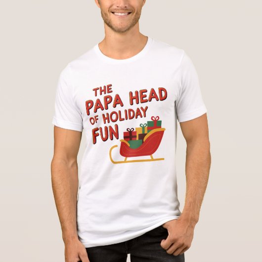 Papa Head of Holiday Fun Kerstmis Tri-Blend Shirt (Voorkant)
