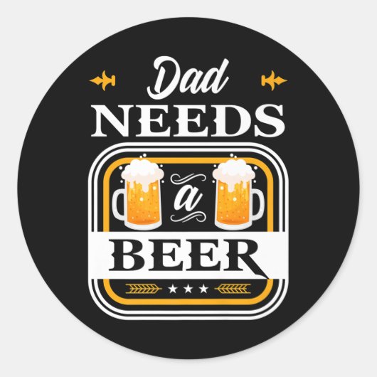 Papa heeft een bier bruid en bruidegom drinker bie ronde sticker (Voorkant)