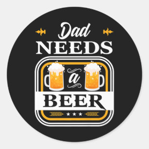 Papa heeft een bier bruid en bruidegom drinker bie ronde sticker