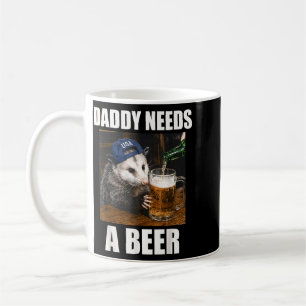 Papa heeft een biertje nodig Funny Opossum drinkt Koffiemok
