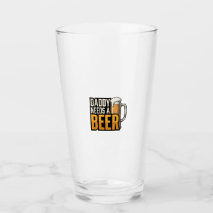 Papa heeft een biertje nodig Vintage graveer shirt Glas