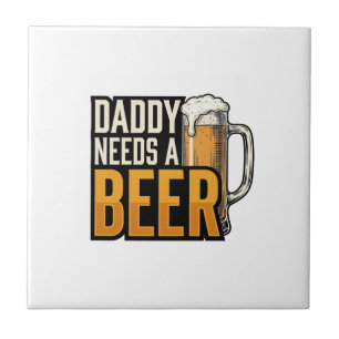 Papa heeft een biertje nodig Vintage graveer shirt Tegeltje
