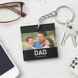 Papa heeft een fotomodern typografie-cadeau opgeri sleutelhanger