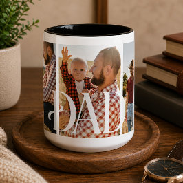 Papa heeft een gepersonaliseerde gezinsfoto gemaak tweekleurige koffiemok