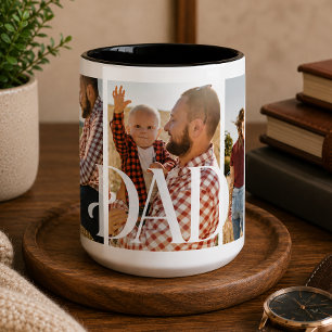 Papa heeft een gepersonaliseerde gezinsfoto gemaak tweekleurige koffiemok
