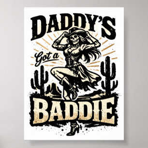 Papa Heeft Een Slechterik Grappige Vintage Cowgirl Poster