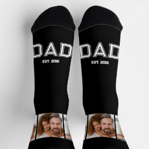 Papa heeft elegante 3 foto cadeaus zwart ingesteld sokken