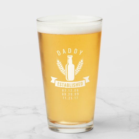 Papa heeft gepersonaliseerde kindergeboortedata va glas (Voorkant gevuld)