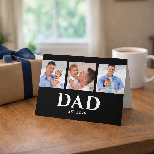 Papa heeft moderne zwarte 3 foto Vaderdag ingestel Kaart