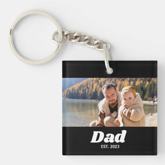 Papa heeft vet wit typografie foto opgericht sleutelhanger (Voorkant)