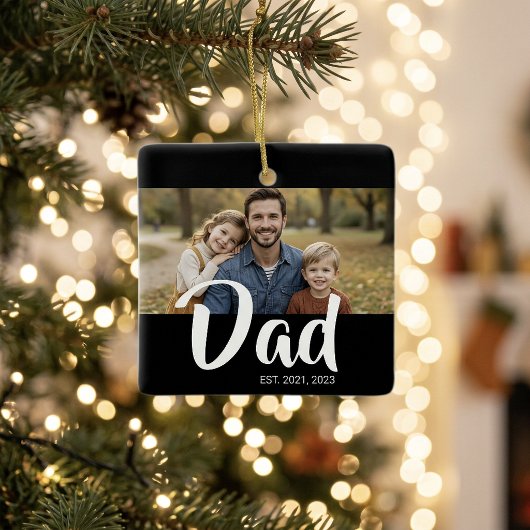 Papa heeft zwart-wit script foto opgericht keramisch ornament