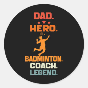Papa Held Badminton Coach Legende Badminton Speler Ronde Sticker