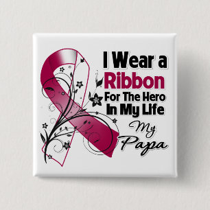 Papa Hero in Mijn Life Head Neck Cancer Vierkante Button 5,1 Cm