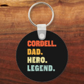 Papa Hero Legend Gepersonaliseerde aangepaste naam Sleutelhanger (Voorkant)